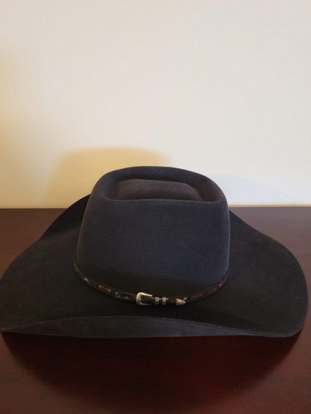 New Authentic Smithbilt Men's Black Western Fur Felt 6X Hat with Leather Band